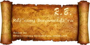 Récsey Bonaventúra névjegykártya